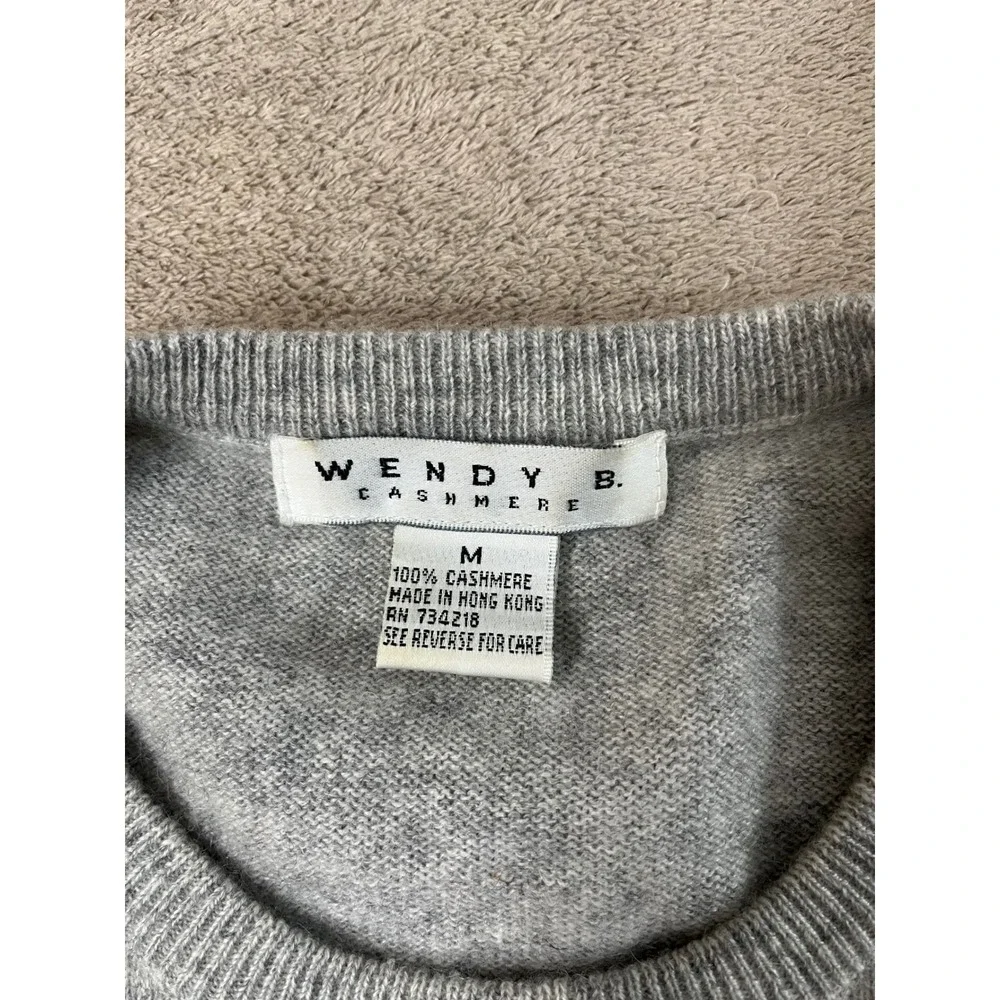 Wendy B. Cashmere Sweater Shirt/Blouse Women's Medium Gray Luxury Knit S/S EUC